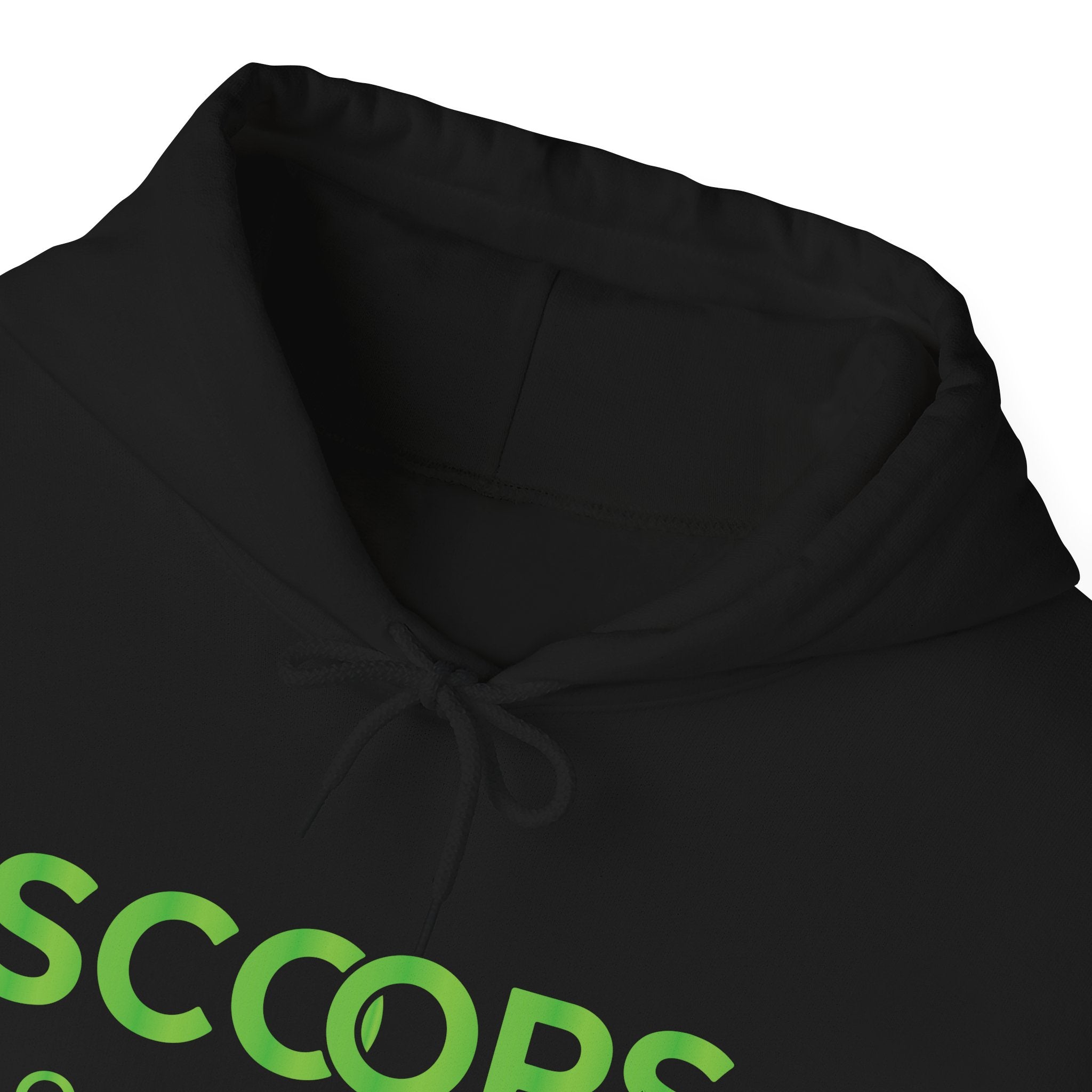 SCOOPS Poker Live Hoodie | Neon Green Logo, Back Wave Design