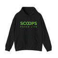 SCOOPS Poker Live Hoodie | Neon Green Logo, Back Wave Design