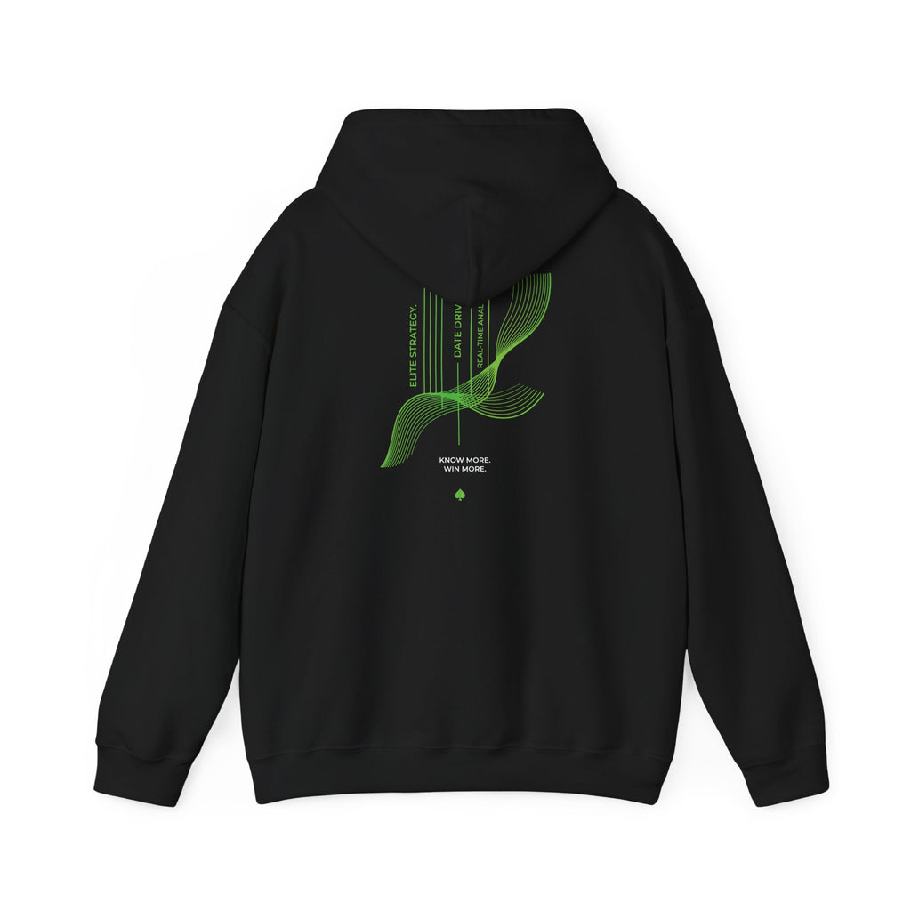 SCOOPS Poker Live Hoodie | Neon Green Logo, Back Wave Design
